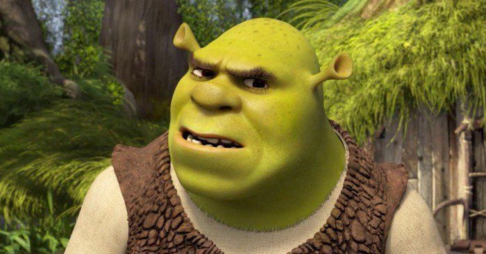 Shrek with a confused look on his face