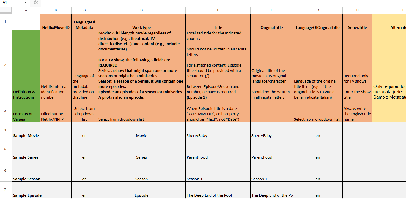 The Netflix Metadata template
