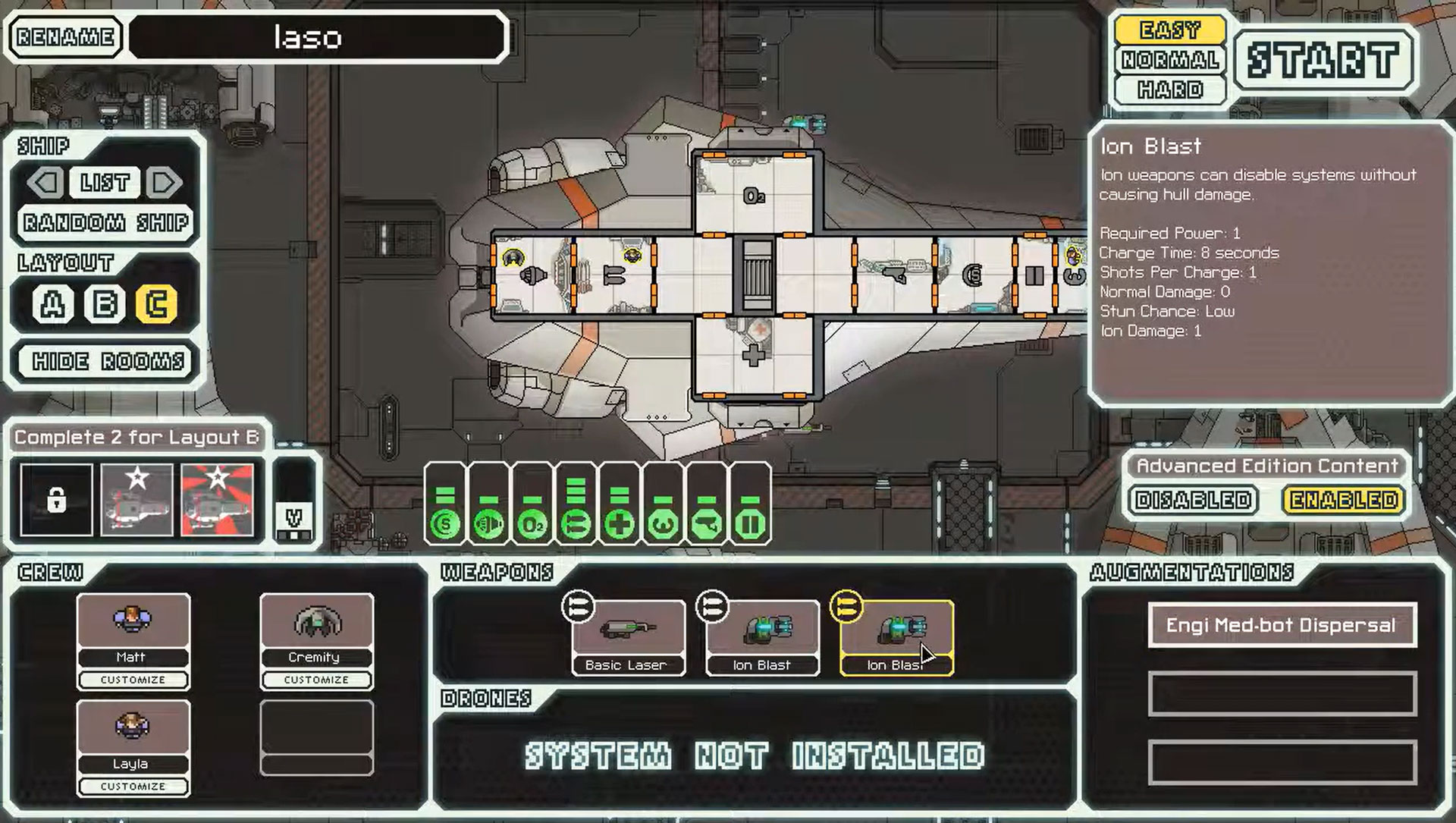 Screenshot of the FTL Medical Frigate